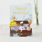 誕生日ノアズアーク 箔グリーティングカード (正面)