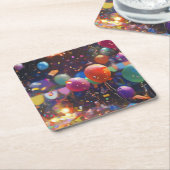 誕生日ノート，バルーンデザイン,フェスティバルステーション スクエアペーパーコースター (アングル)