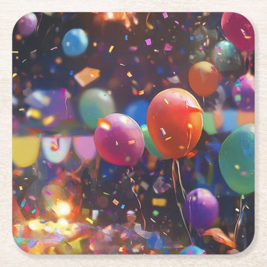 誕生日ノート，バルーンデザイン,フェスティバルステーション スクエアペーパーコースター (正面)