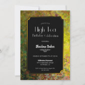 誕生日ハイティーブラックと金ゴールドパーティー 招待状 (正面)