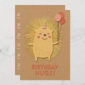 誕生日ハグヘッジホッグカード (正面/裏面)