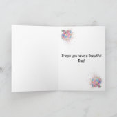 誕生日ハットの背景を着たマグピー紙吹雪 カード (内部)