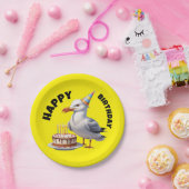 誕生日ハットの誕生日を着たカモメ ペーパープレート (パーティー)