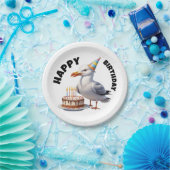誕生日ハットの誕生日を着たカモメ ペーパープレート (パーティー)