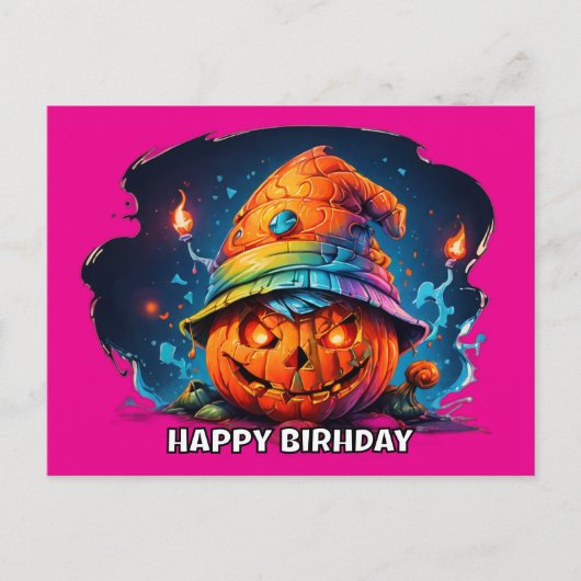 誕生日ハットpyschedeadelyのscray jackolantern シーズンポストカード (正面)