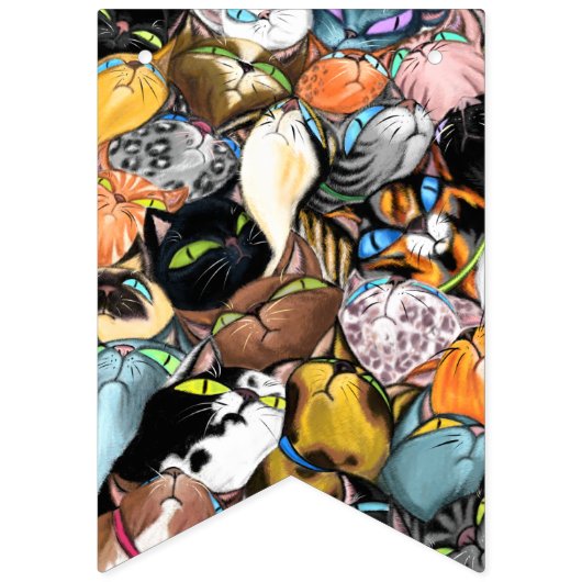 誕生日ハッピーキャットの旗のパーティー バンティングフラッグ (第1の旗)