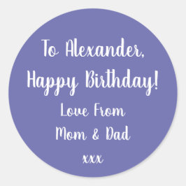 誕生日ハッピーバースデーパープルギフトラベル ラウンドシール