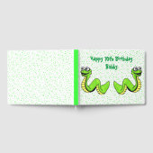 誕生日ハッピーブライトグリーンイエローヘビのドット ゲストブック (全面)