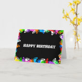 誕生日ハッピー足 カード (黄色い花)