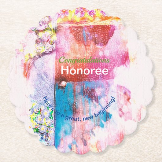 誕生日ハピネスおめでとうお祝い ペーパーコースター (正面)