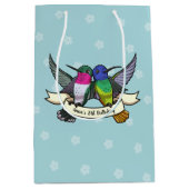 誕生日ハミングバードの名前を変更カラフルする ミディアムペーパーバッグ (正面)