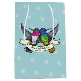 誕生日ハミングバードの名前を変更カラフルする ミディアムペーパーバッグ