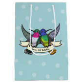 誕生日ハミングバードの名前を変更カラフルする ミディアムペーパーバッグ (裏面)