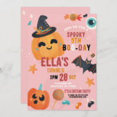 誕生日ハロウィンカボチャパーティーキッズ 招待状 (正面/裏面)