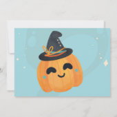 誕生日ハロウィンカボチャ青パーティー写真 招待状 (裏面)