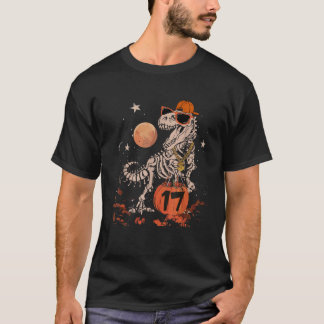 誕生日ハロウィーン17th恐竜スケルトン怖いボー tシャツ