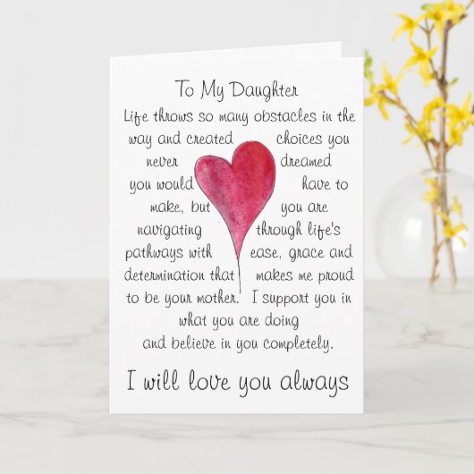 誕生日ハートと言葉付き娘のカード カード (黄色い花)