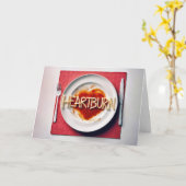 誕生日ハートバーンスパゲティディナー カード (黄色い花)