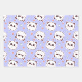 誕生日ハート付きカワイパンダ ラッピングペーパーシート (正面)