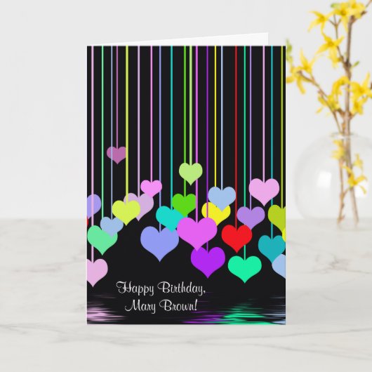 誕生日ハート反射 カード (黄色い花)