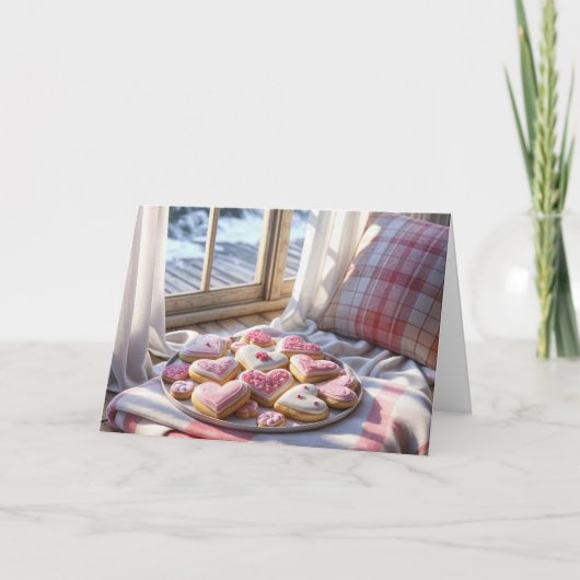 誕生日ハートCookieオンブランケット カード (正面)