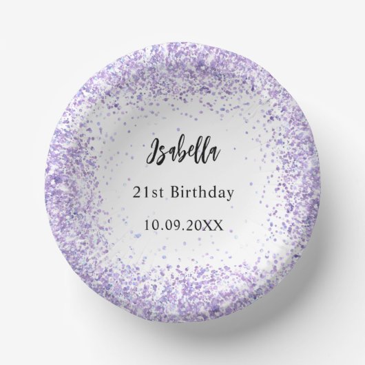 誕生日バイオレットラベンダーホワイト紙吹雪 ペーパーボウル (正面)