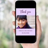 誕生日バイオレット写真サンキューカード 招待状