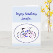 誕生日バイクサイクリングスポーツ名前をカスタムする カード (黄色い花)