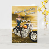 誕生日バイク付き甥のカード カード (黄色い花)