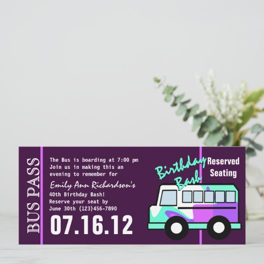 誕生日バスパス 招待状 (スタンド正面)