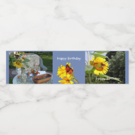 誕生日バタフライサンフラワー ペットボトルラベル