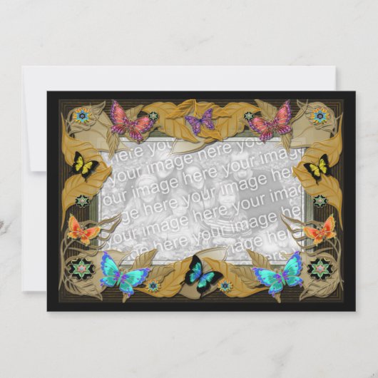 誕生日バタフライ写真テンプレート招待状 招待状 (正面)