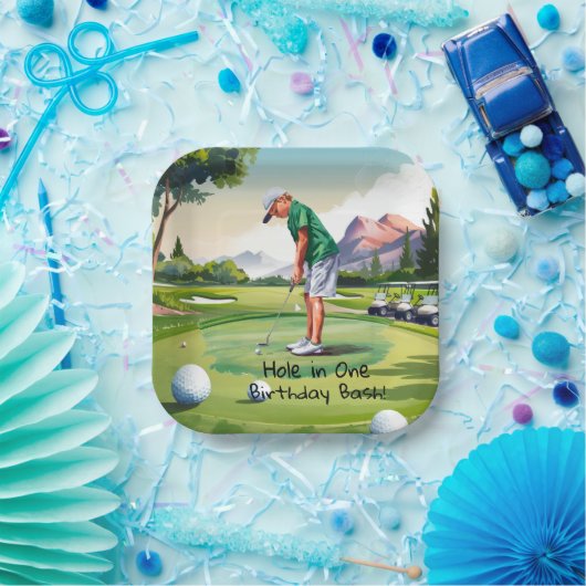 誕生日バッシュオンザグリーン ペーパープレート (パーティー)