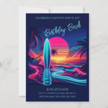 誕生日バッシュサンセットサーフボードネオンライト – 