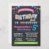 誕生日バッシュチルドレンパーティーシャルボードピンク 招待状 (正面)