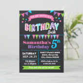 誕生日バッシュチルドレンパーティーシャルボードピンク 招待状 (スタンド正面)