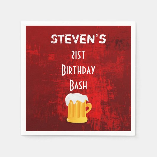 誕生日バッシュビールマググランジオン赤抽象芸術 スタンダードカクテルナプキン (正面)