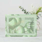 誕生日バッシュ緑のバルーン任意の色の背景 招待状 (スタンド正面)