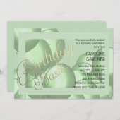 誕生日バッシュ緑のバルーン任意の色の背景 招待状 (正面/裏面)