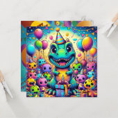 誕生日バッシュTレックス&フレンズ誕生祝い カード (正面/裏面インサイチュ)