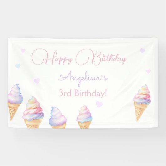 誕生日バナーのアイスクリーム。 横断幕 (横)