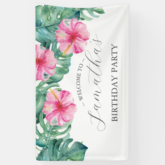 誕生日バナー第16トロピカルルアウ（ハワイ式宴会） 横断幕 (縦)