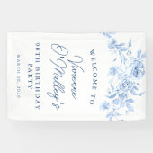 誕生日バナー90thバースデーパーティーブルーフローラ 横断幕 (横)