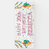 誕生日バナー(ピンクの文字と紙吹雪) 横断幕 (縦)