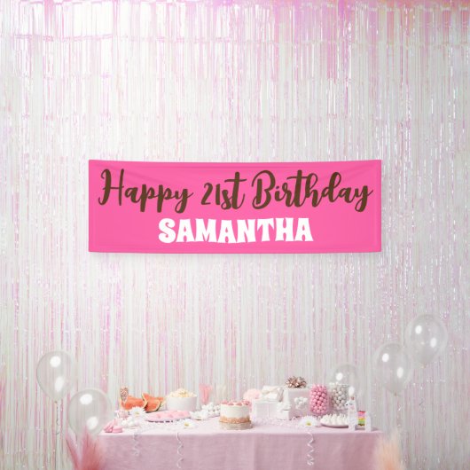 誕生日バナー、ピンクハッピーバースデーサイン 横断幕 (パーティー)