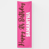 誕生日バナー、ピンクハッピーファイブ誕生日サイン 横断幕 (縦)