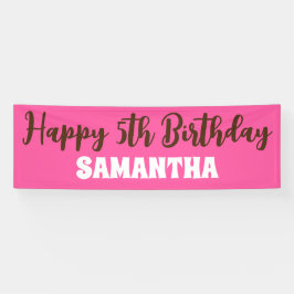 誕生日バナー、ピンクハッピーファイブ誕生日サイン 横断幕