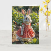 誕生日バニーがトマトガーデンでドレスを着る カード (黄色い花)