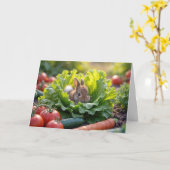 誕生日バニーインベジタブルガーデン カード (黄色い花)