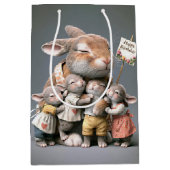 誕生日バニーウィズベビー ミディアムペーパーバッグ (正面)